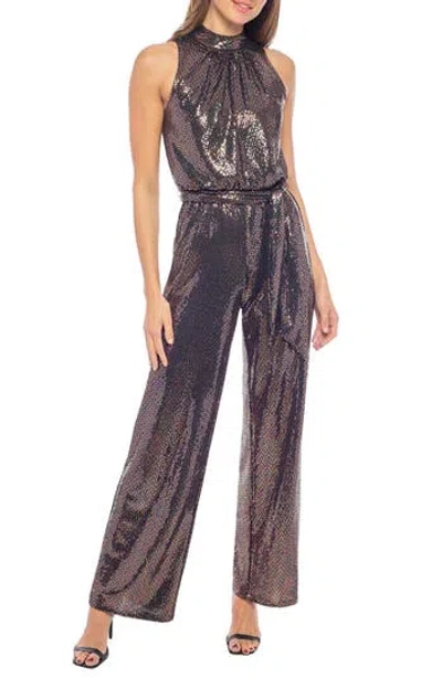 Marina Disco Dot Jumpsuit In Black/multi
