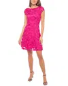 Marina Embroidered Cap Sleeve Fit & Flare Dress In Pink