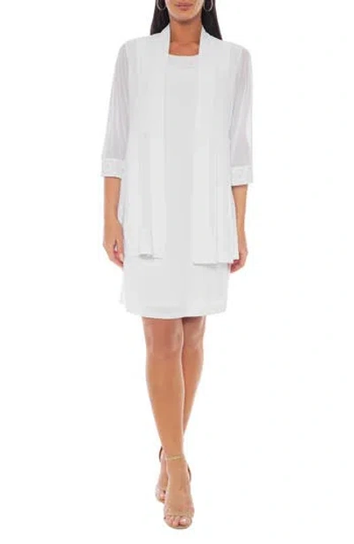 Marina Embellished Shift Dress With Jacket In White