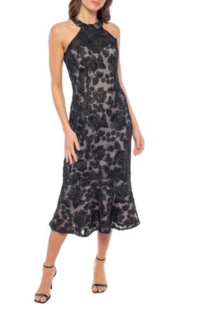 Marina Embroidered Mermaid Midi Dress In Multi