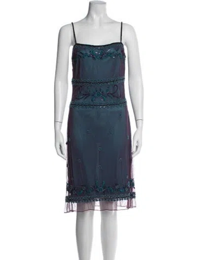 Pre-owned Marina Floral Print Knee-length Dress In Blue
