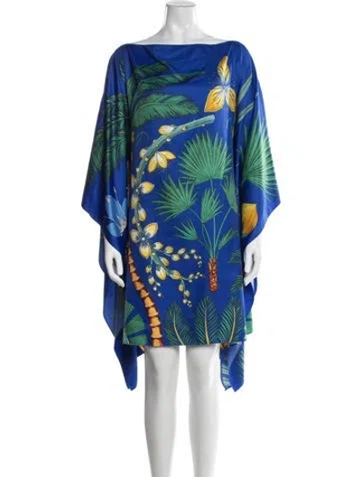 Pre-owned Marina Floral Print Mini Dress In Blue