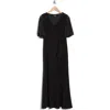 Marina Flutter Sleeve Ruffle Maxi Dress In Black
