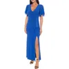 Marina Flutter Sleeve Ruffle Maxi Dress In Royal
