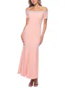 Marina Beaded Off-the-shoulder Short Sleeve Trumpet Gown