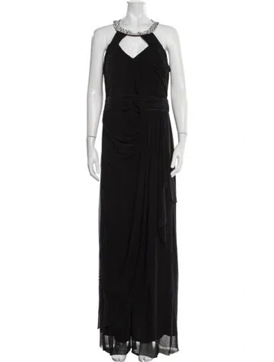 Pre-owned Marina Halterneck Long Dress In Black