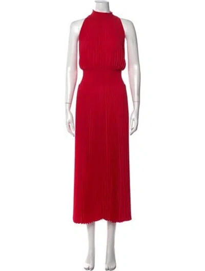 Pre-owned Marina Halterneck Midi Length Dress In Red