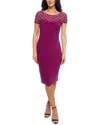 Marina Ity Beaded Midi Dress In Purple