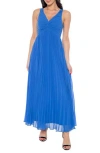 Marina Knotted Front Pleated Chiffon Gown In Blue