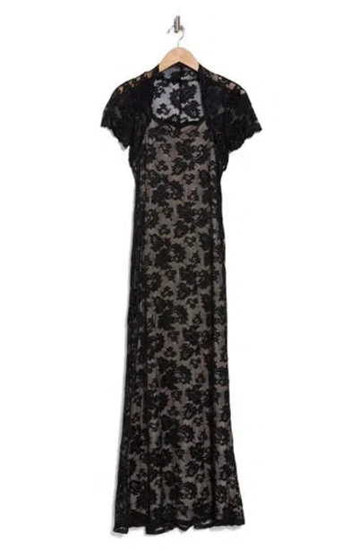 Marina Lace Gown In Black/beige