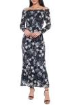 Marina Lace Off The Shoulder Long Sleeve Maxi Dress In Multi