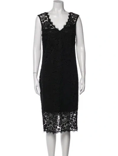 Pre-owned Marina Lace Pattern Knee-length Dress In Black