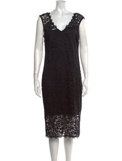 Pre-owned Marina Lace Pattern Knee-length Dress In Black