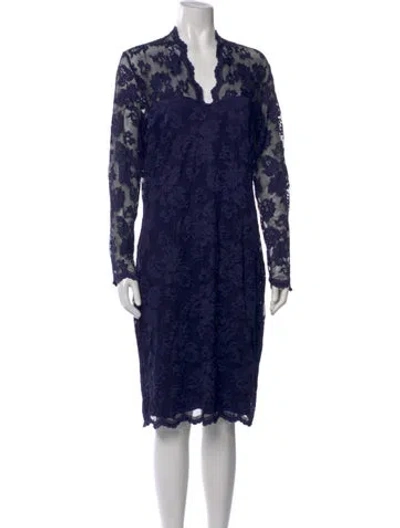 Pre-owned Marina Lace Pattern Knee-length Dress In Blue