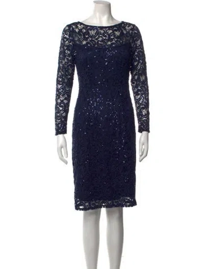Pre-owned Marina Lace Pattern Knee-length Dress In Blue