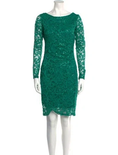 Pre-owned Marina Lace Pattern Knee-length Dress In Green