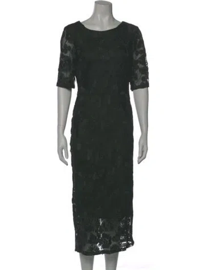 Pre-owned Marina Lace Pattern Long Dress In Green