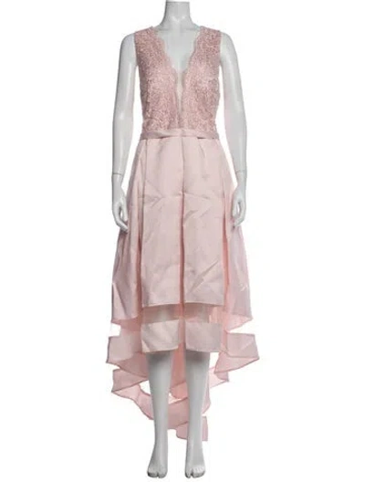 Pre-owned Marina Lace Pattern Long Dress In Pink