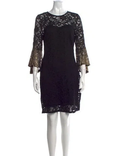 Pre-owned Marina Lace Pattern Mini Dress In Black