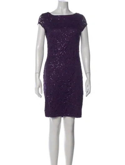 Pre-owned Marina Lace Pattern Mini Dress In Purple