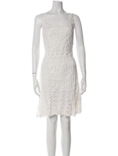 Pre-owned Marina Lace Pattern Mini Dress In White