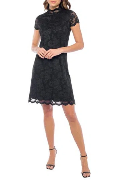 Marina Lace Scalloped Dress In Black