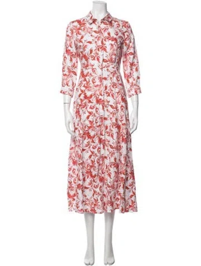 Pre-owned Marina Linen Long Dress In Multi