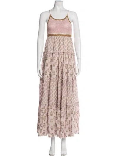 Pre-owned Marina Linen Long Dress In Pink