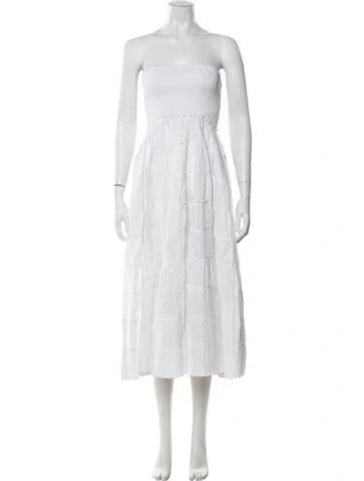 Pre-owned Marina Linen Long Dress In White