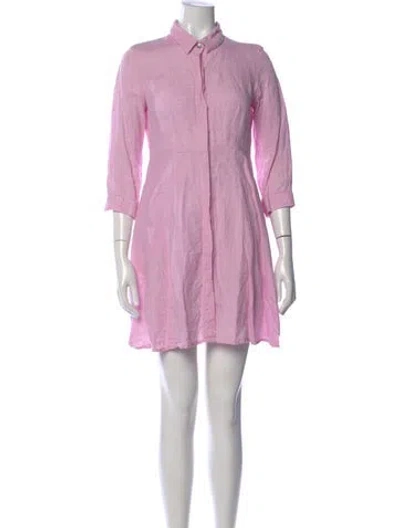 Pre-owned Marina Linen Mini Dress In Purple