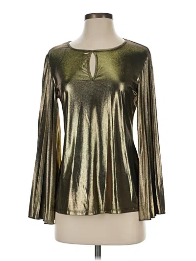 Pre-owned Marina Long Sleeve Blouse In Gold