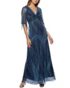 Marina Metallic Flutter Sleeve Dress