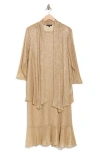 Marina Metallic Cocktail Dress With Jacket In Gold
