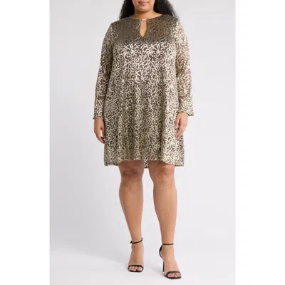 Marina Metallic Shift Dress In Multi