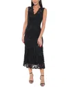 Marina Scallop Lace Sleeveless Midi Dress In Black