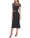 Marina Yoke Midi Dress In Black