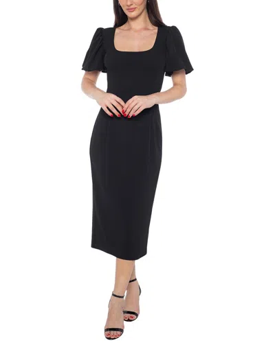 Marina Puff Sleeve Scuba Knit Dress In Black