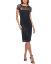 Marina 268757 Short Fitted Lace Knee Length Cocktail Dress In Black