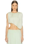 Marina Moscone Asymmetric Gathered Draped Top In Green