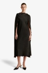 Marina Moscone Cady Cape Dress With Scalloped Edge In Black
