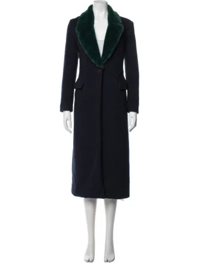 Pre-owned Marina Moscone Coat In Blue