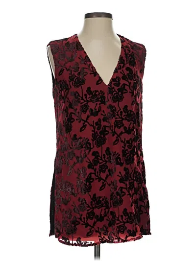 Pre-owned Marina Moscone Collective Sleeveless Blouse In Burgundy