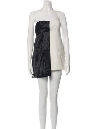 Pre-owned Marina Moscone Colorblock Pattern Mini Dress In Black
