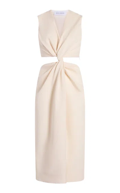 Marina Moscone Cotton Twist Midi Dress In White