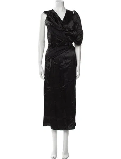 Pre-owned Marina Moscone Cowl Neck Long Dress In Black