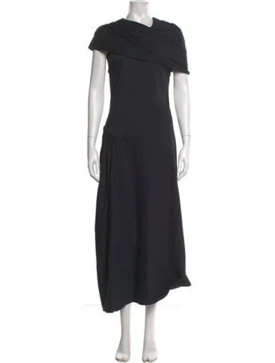 Pre-owned Marina Moscone Cowl Neck Long Dress In Gray