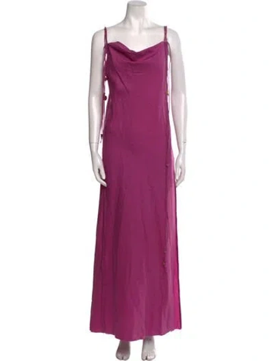 Pre-owned Marina Moscone Cowl Neck Long Dress In Purple