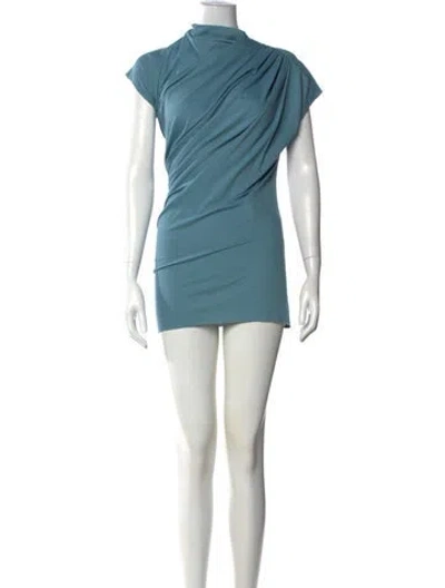 Pre-owned Marina Moscone Cowl Neck Mini Dress In Blue