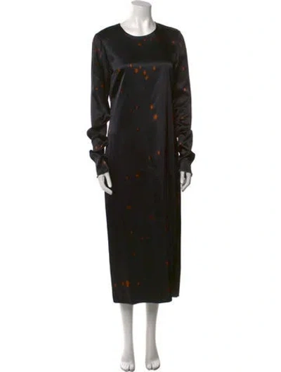 Pre-owned Marina Moscone Crew Neck Long Dress In Black