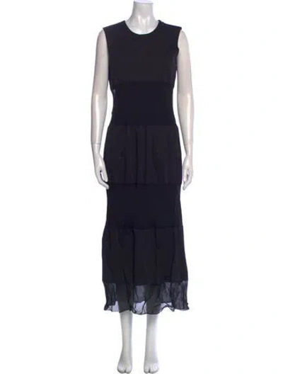 Pre-owned Marina Moscone Crew Neck Long Dress In Black